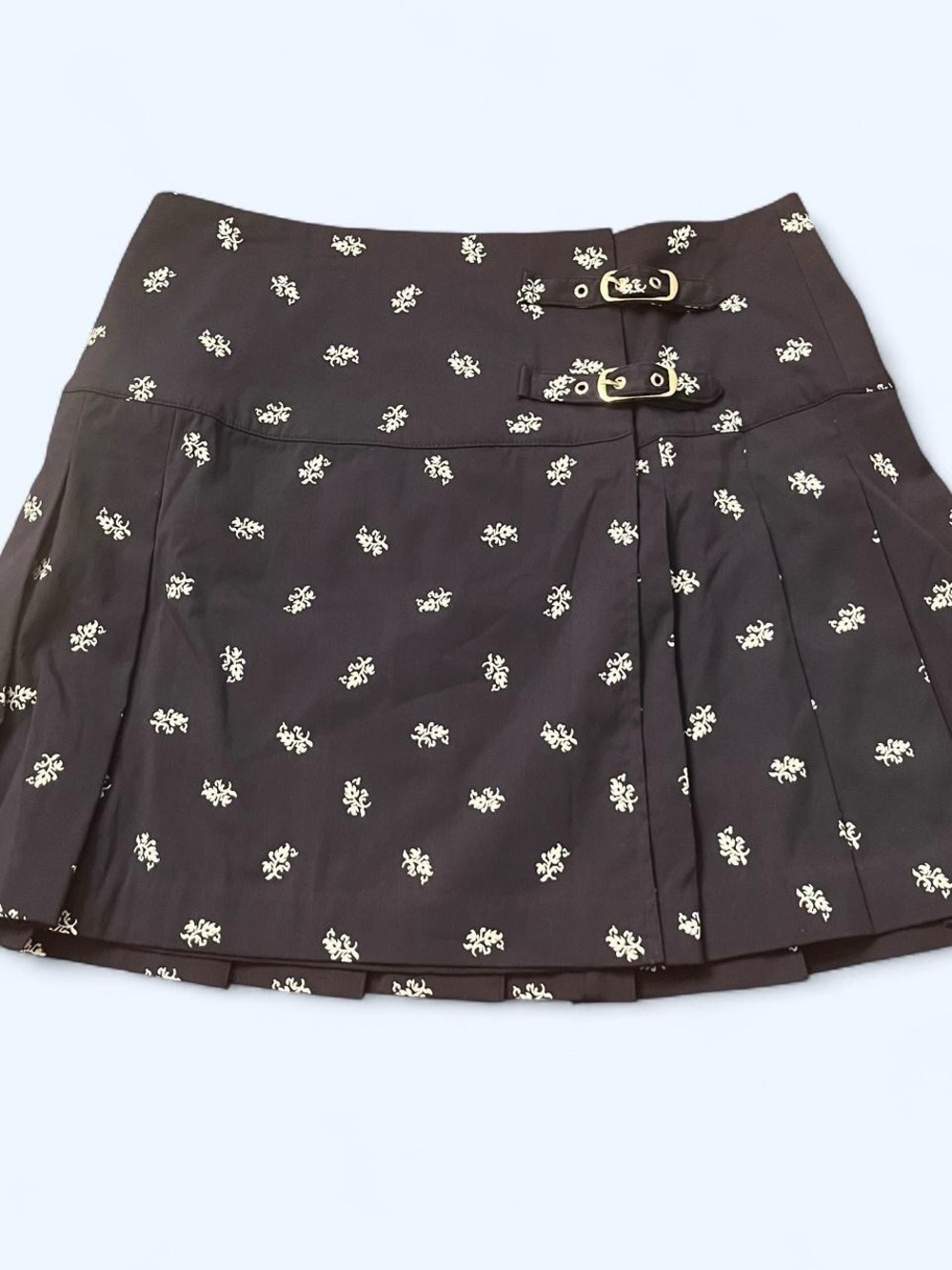 Hill House Home Inola Navy Mini Skirt with White Floral Accent and buckles